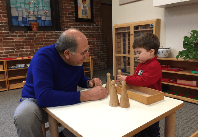 Charles Terranova Demonstrating Montessori Materials