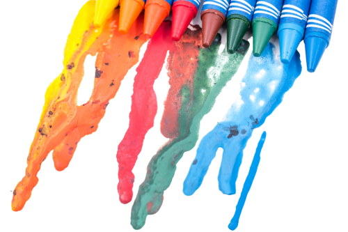 Melted coloring crayons
